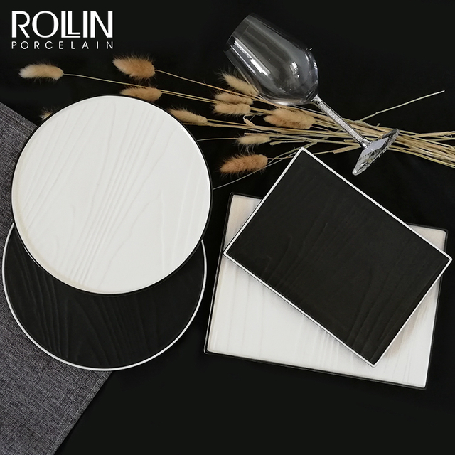 El gres sirve los sistemas de cerámica del servicio de mesa de las placas con el esmalte reactivo blanco para el restaurante casero del hotel 