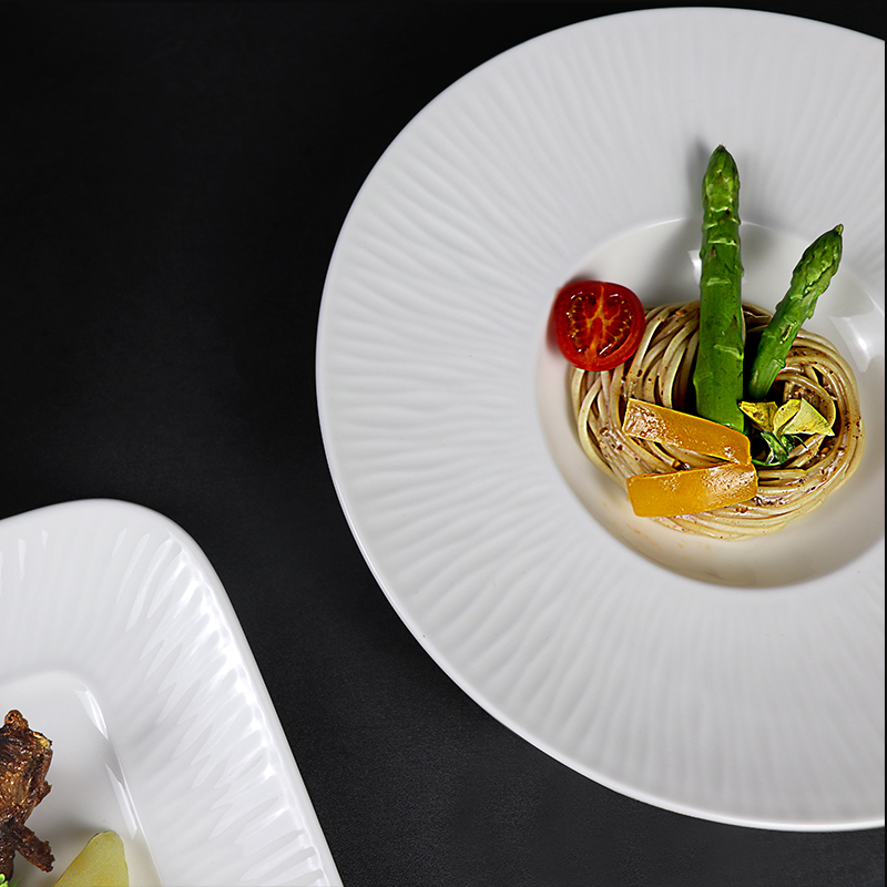 Plato de pasta de porcelana blanca de 11,25 pulgadas, plato de sopa, vajilla para restaurante