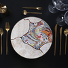 Platos llanos con borde dorado, juego de platos de porcelana china para salón de baile lujoso