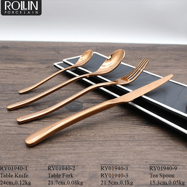 Restaurante Cubiertos Vajilla Juego de cubiertos Oro 304 Acero inoxidable Cuchillo Cubiertos 