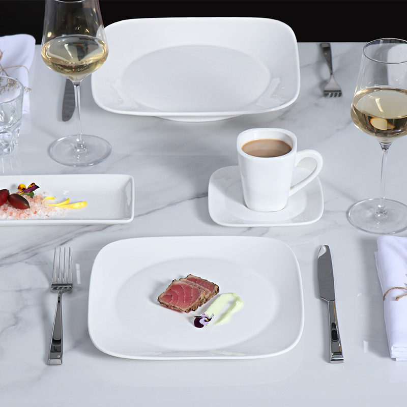 Plato de porcelana blanca Plato de cena cuadrado moderno