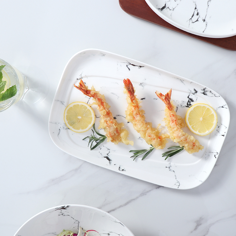 Juego de platos de porcelana blanca y gris para comedor, platos de cerámica modernos de 8 pulgadas, plato caliente para juegos de cena de Hotel, platos de lujo