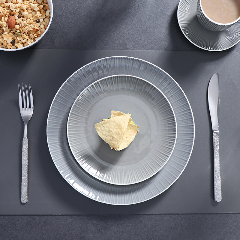 Vajilla de cerámica gris para restaurante, juego de vajilla moderno de lujo, juegos de vajilla, juego de vajilla de porcelana de lujo
