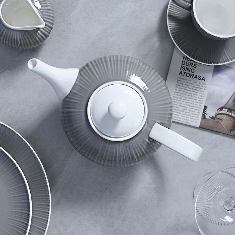 Vajilla de cerámica gris para restaurante, juego de vajilla moderno de lujo, juegos de vajilla, juego de vajilla de porcelana de lujo