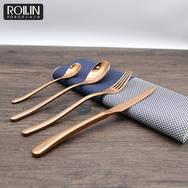 Restaurante Cubiertos Vajilla Juego de cubiertos Oro 304 Acero inoxidable Cuchillo Cubiertos 