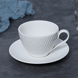 Taza y platos de porcelana blanca de 5 a 6 onzas