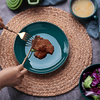 Vajilla de lujo, juego de platos dorados y verdes, vajilla de porcelana, juego de cena para solteros felices, vajilla de gres de cerámica brillante para Hotel