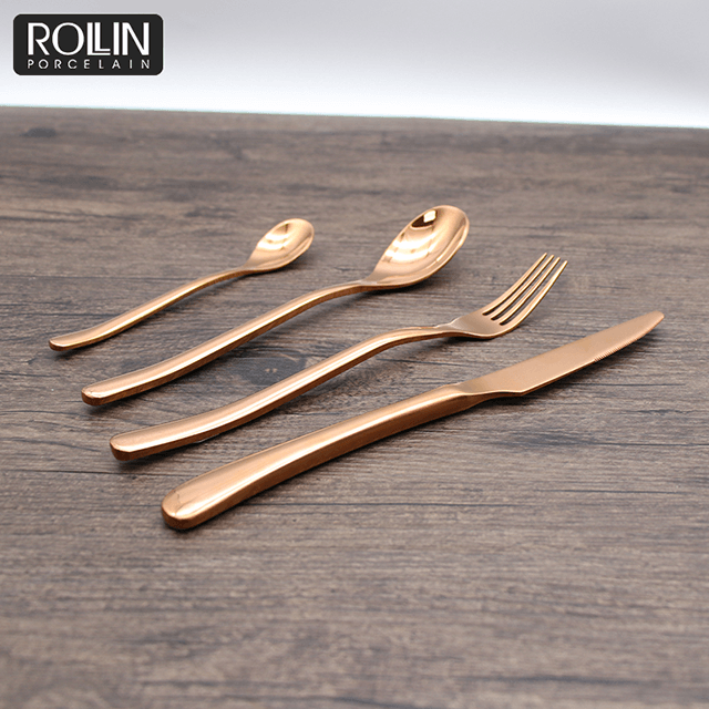 Restaurante Cubiertos Vajilla Juego de cubiertos Oro 304 Acero inoxidable Cuchillo Cubiertos 
