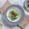Juego de platos y tazones de color gris oscuro, vajilla moderna para taza de café de porcelana, plato de cerámica de lujo para cena en restaurante