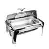 Plato de frotamiento de Buffet con tapa Rectangular Visible, calentador de acero inoxidable, platos de frotamiento, calentador de alimentos, estufas para bufé para alquiler de Catering