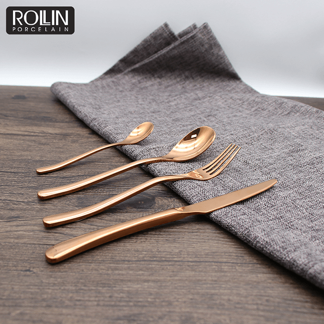 Restaurante Cubiertos Vajilla Juego de cubiertos Oro 304 Acero inoxidable Cuchillo Cubiertos 