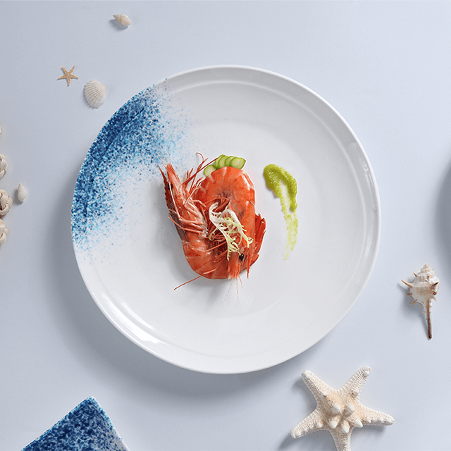 Juego de vajilla de suministro de Hotel de fábrica de porcelana, juego de platos de Pasta y mariscos, juego de vajilla de plato de vieiras para restaurante