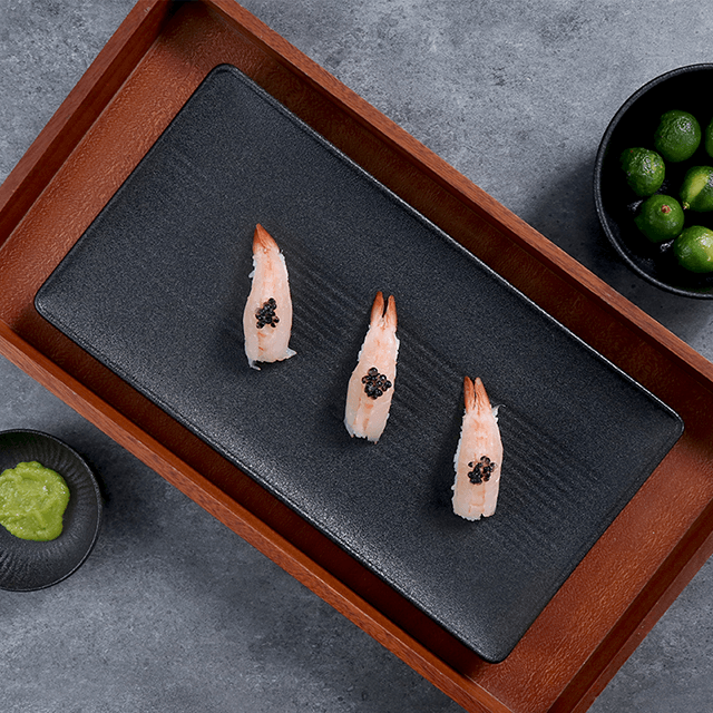 Juego de platos de Sushi de gres Chaozhou, juego de platos de madera rectangulares de cerámica, vajilla de lujo para suministro de restaurante
