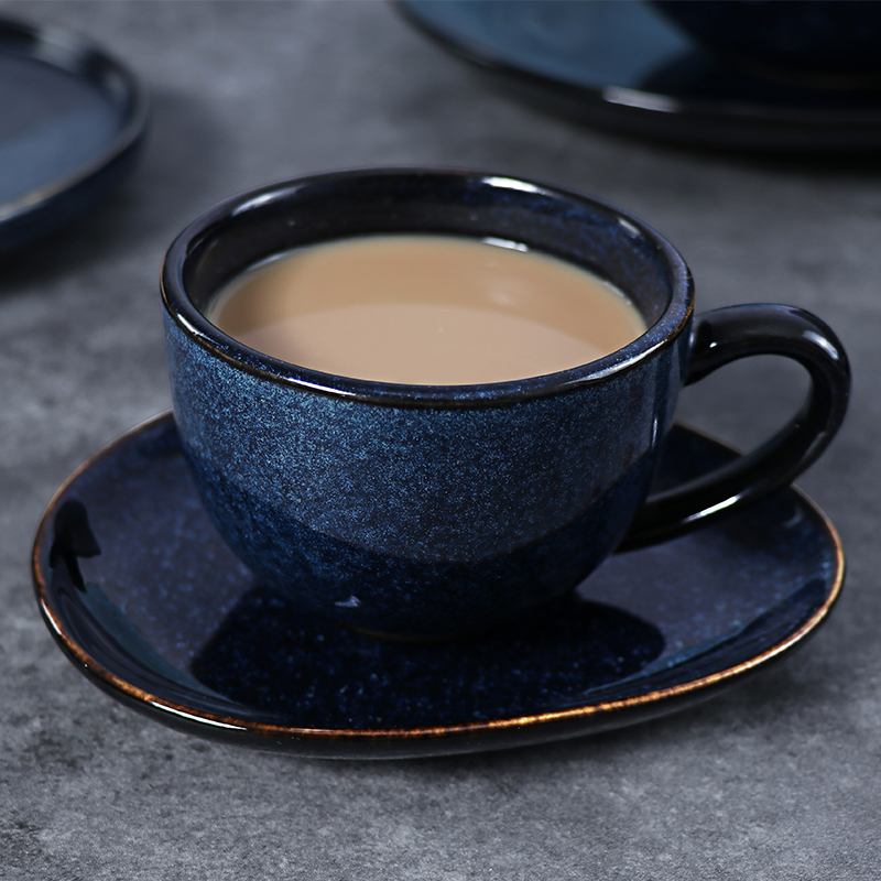 Plato de cerámica, utensilios de cocina de cerámica de porcelana, platos de servicio occidental de color azul oscuro, vajilla mate, juego de cuencos de arroz