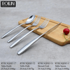 Puede personalizar los juegos de cubiertos de acero inoxidable con cuchillo de cena con logotipo para hotel