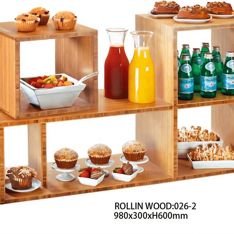 Buffet Wood Display Rack Catering Woodware para Hotel