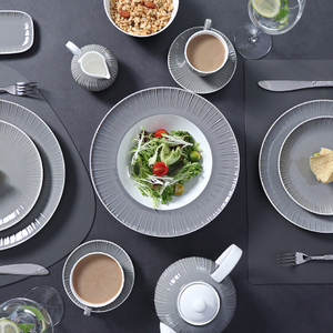Vajilla de cerámica gris para restaurante, juego de vajilla moderno de lujo, juegos de vajilla, juego de vajilla de porcelana de lujo