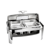 Plato de frotamiento de Buffet con tapa Rectangular Visible, calentador de acero inoxidable, platos de frotamiento, calentador de alimentos, estufas para bufé para alquiler de Catering