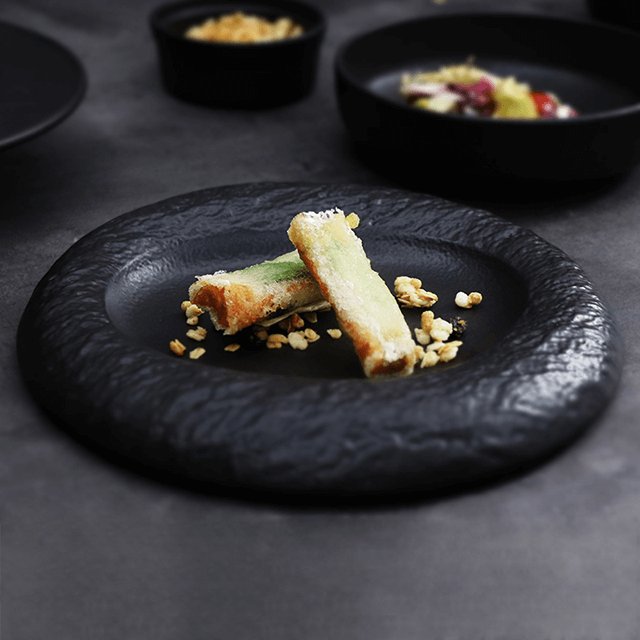 Vajilla negra mate Platos de entrada de restaurante japonés Juegos de platos negros Vajilla