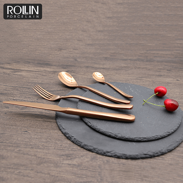 Restaurante Cubiertos Vajilla Juego de cubiertos Oro 304 Acero inoxidable Cuchillo Cubiertos 