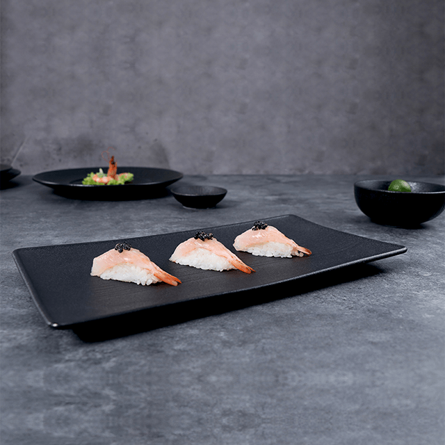 Juego de platos de Sushi de gres Chaozhou, juego de platos de madera rectangulares de cerámica, vajilla de lujo para suministro de restaurante