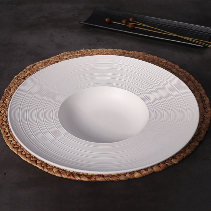 Vajilla moderna de lujo para restaurante, vajilla de cerámica negra de 8 pulgadas para comedor y restaurante, plato de porcelana, vajilla