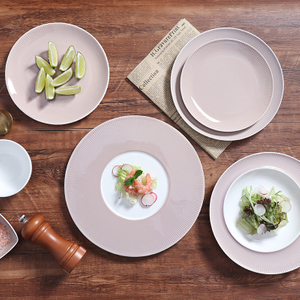 Vajilla rosa de porcelana de nuevo diseño, plato al por mayor, juego de platos de mesa de boda, juego de cena redondo de 12 pulgadas, vajilla