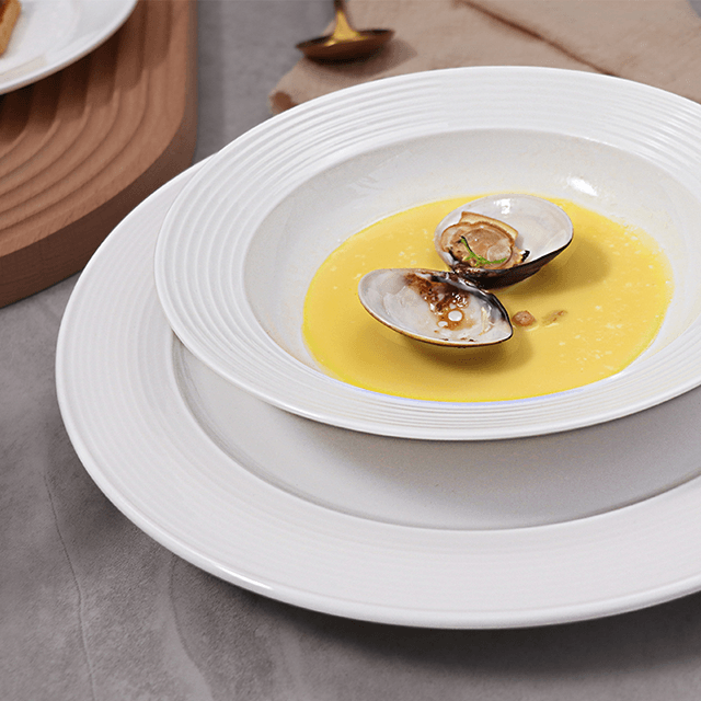 Juego de platos llanos de porcelana blanca Platos de cerámica