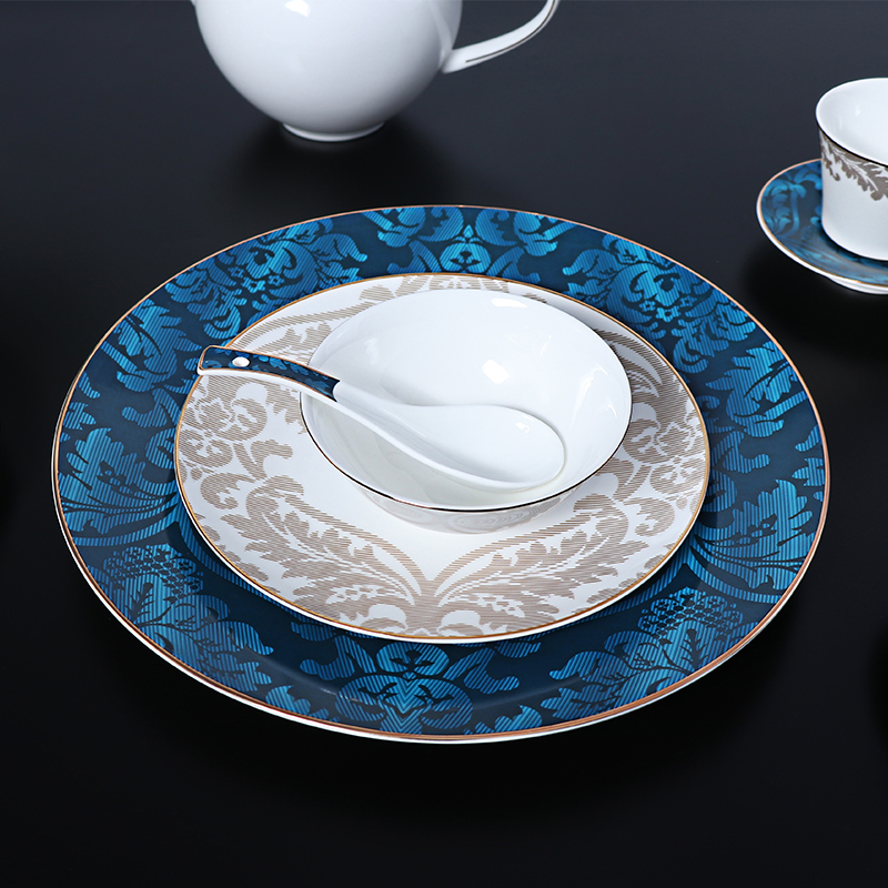 Vajilla de hotel de Kazajstán, platos de vajilla de porcelana de hueso de lujo