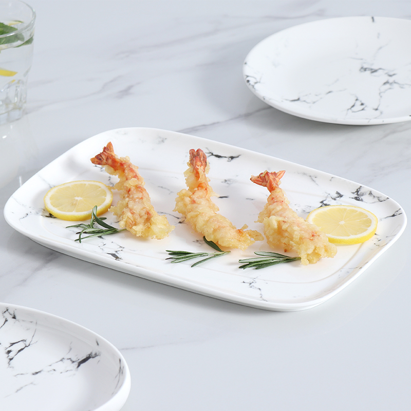 Juego de platos de porcelana blanca y gris para comedor, platos de cerámica modernos de 8 pulgadas, plato caliente para juegos de cena de Hotel, platos de lujo