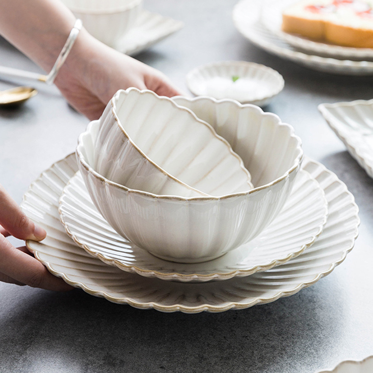 Vajilla blanca de lujo para restaurante, juego de platos, vajilla de cerámica blanca, vajilla de cerámica para cena