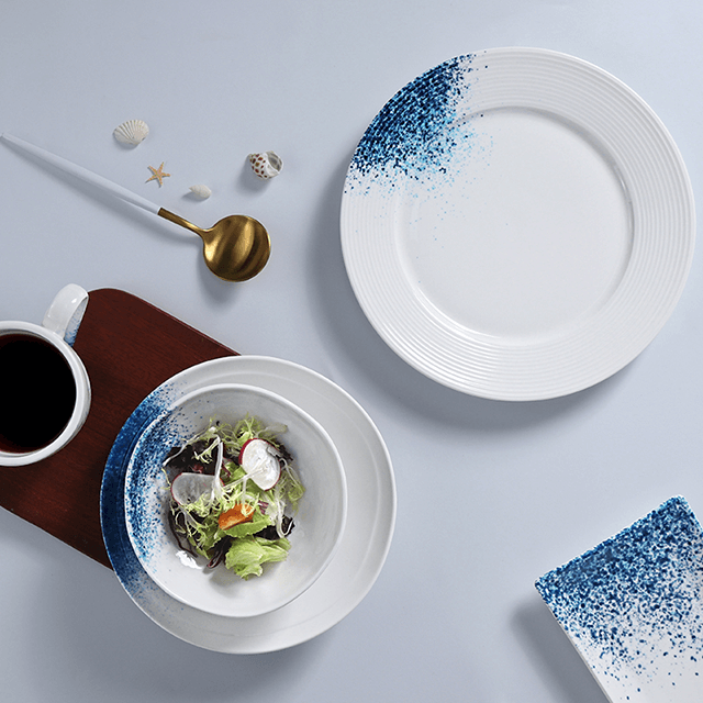 Juego de vajilla de suministro de Hotel de fábrica de porcelana, juego de platos de Pasta y mariscos, juego de vajilla de plato de vieiras para restaurante