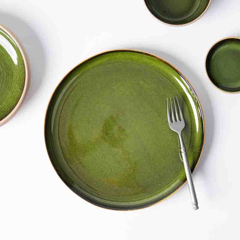 Vajilla de porcelana verde, plato de cena a granel para restaurante, para cenas comerciales