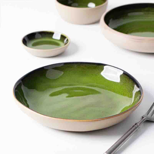 Platos de restaurante a granel Vajilla de porcelana verde